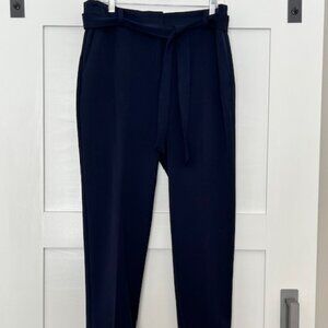 NWT LOFT Navy Blue Cuffed Ankle Length Pant w/ Tie Waist Belt